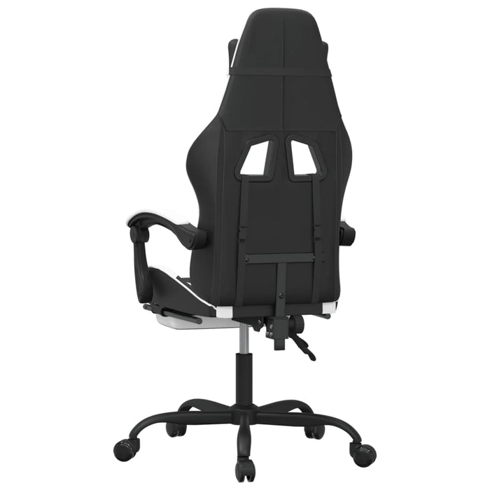 Sedia da Gaming Girevole Poggiapiedi Nero e Bianco Similpelle 349584