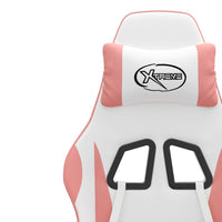 Sedia da Gaming Girevole Poggiapiedi Bianca e Rosa Similpelle 349588