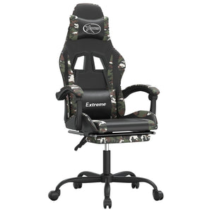 Sedia da Gaming Girevole Poggiapiedi Nero e Mimetico Similpelle 349590