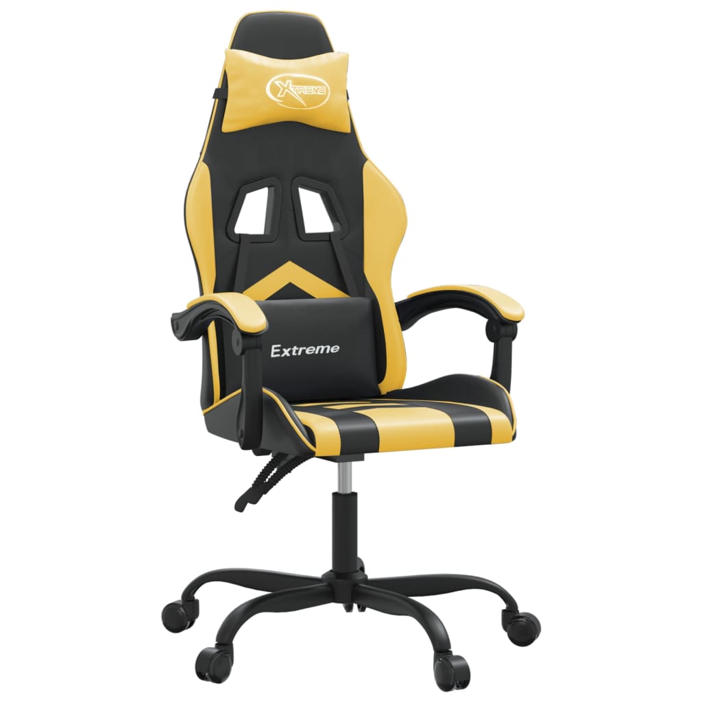 Sedia da Gaming Girevole Nera e Oro in Similpelle cod mxl 60354