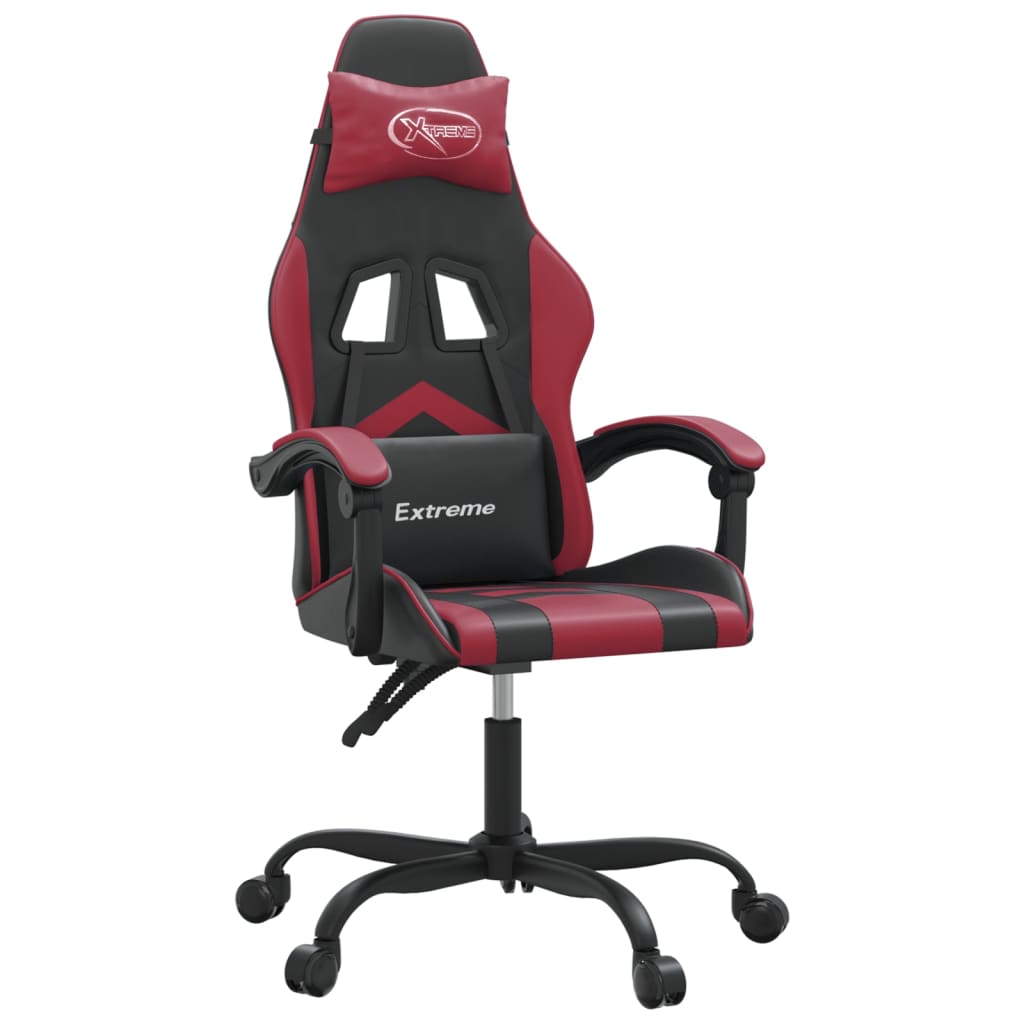 Sedia da Gaming Girevole Nero e Rosso Vino in Similpelle 349598