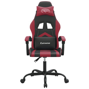 Sedia da Gaming Girevole Nero e Rosso Vino in Similpelle 349598