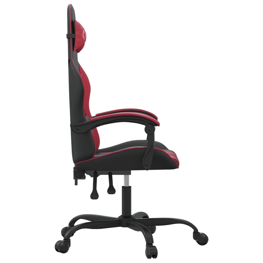 Sedia da Gaming Girevole Nero e Rosso Vino in Similpelle 349598