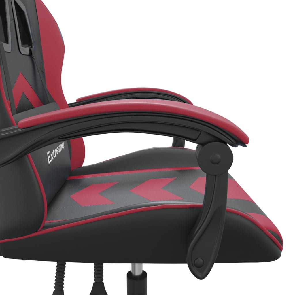 Sedia da Gaming Girevole Nero e Rosso Vino in Similpelle 349598