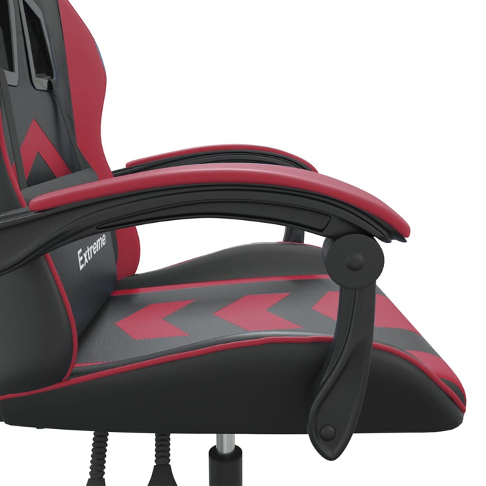 Sedia da Gaming Girevole Nero e Rosso Vino in Similpelle 349598