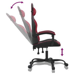 Sedia da Gaming Girevole Nero e Rosso Vino in Similpelle 349598