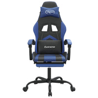 Sedia da Gaming Girevole con Poggiapiedi Nero e Blu Similpelle 349603