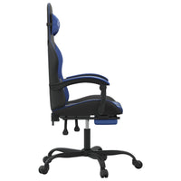 Sedia da Gaming Girevole con Poggiapiedi Nero e Blu Similpelle 349603