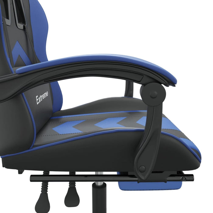 Sedia da Gaming Girevole con Poggiapiedi Nero e Blu Similpelle 349603