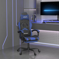 Sedia da Gaming Girevole con Poggiapiedi Nero e Blu Similpelle 349603