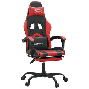 Sedia da Gaming Girevole Poggiapiedi Nero e Rosso Similpelle 349604