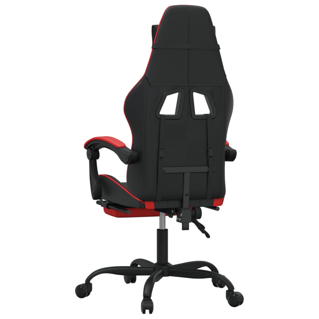 Sedia da Gaming Girevole Poggiapiedi Nero e Rosso Similpelle 349604