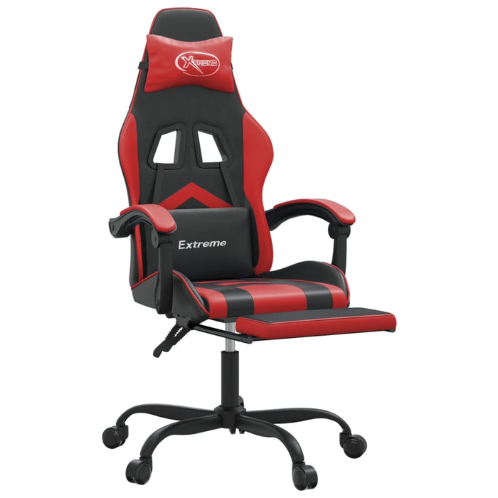 Sedia da Gaming Girevole Poggiapiedi Nero e Rosso Similpelle 349604