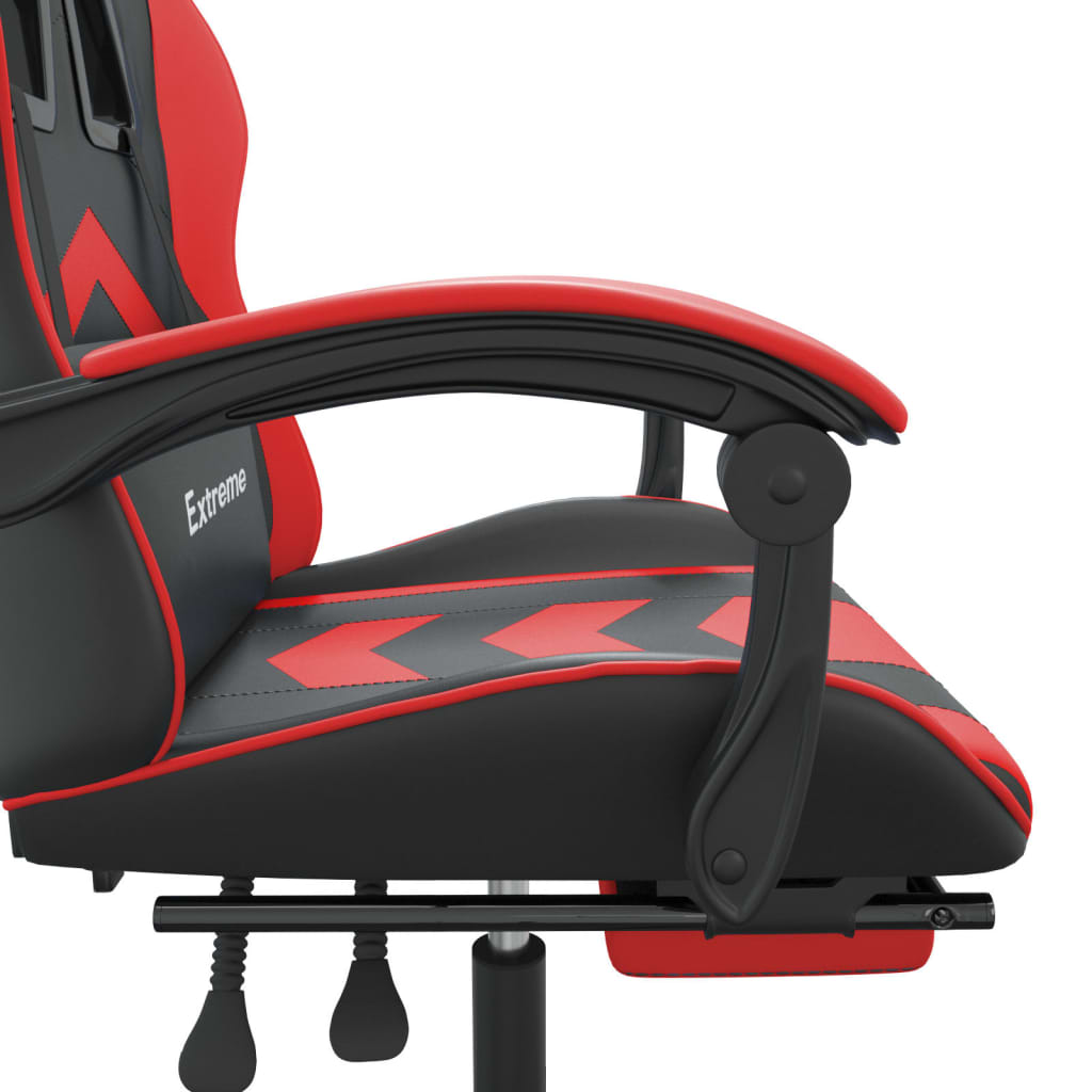 Sedia da Gaming Girevole Poggiapiedi Nero e Rosso Similpelle 349604