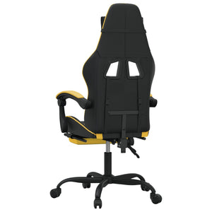 Sedia da Gaming Girevole con Poggiapiedi Nero e Oro Similpelle 349605