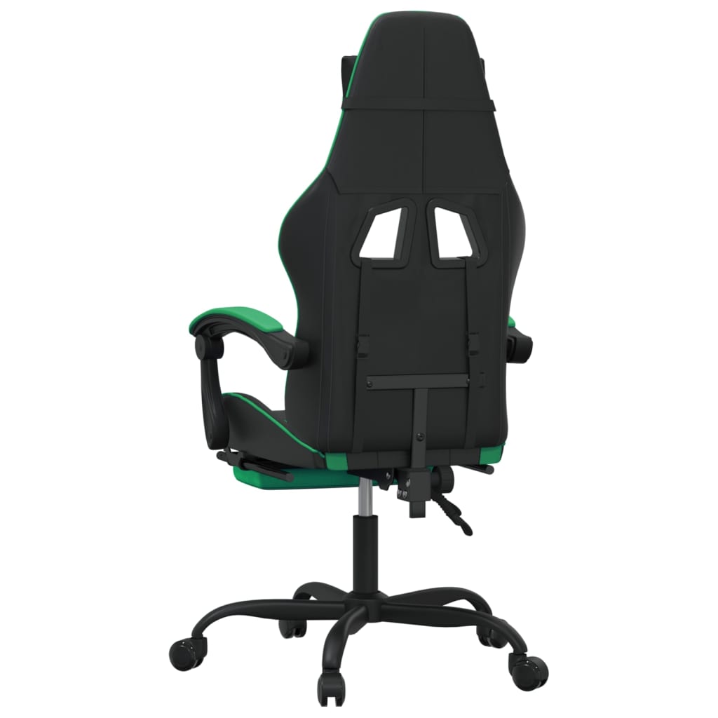 Sedia da Gaming Girevole con Poggiapiedi Nero Verde Similpelle cod mxl 77175