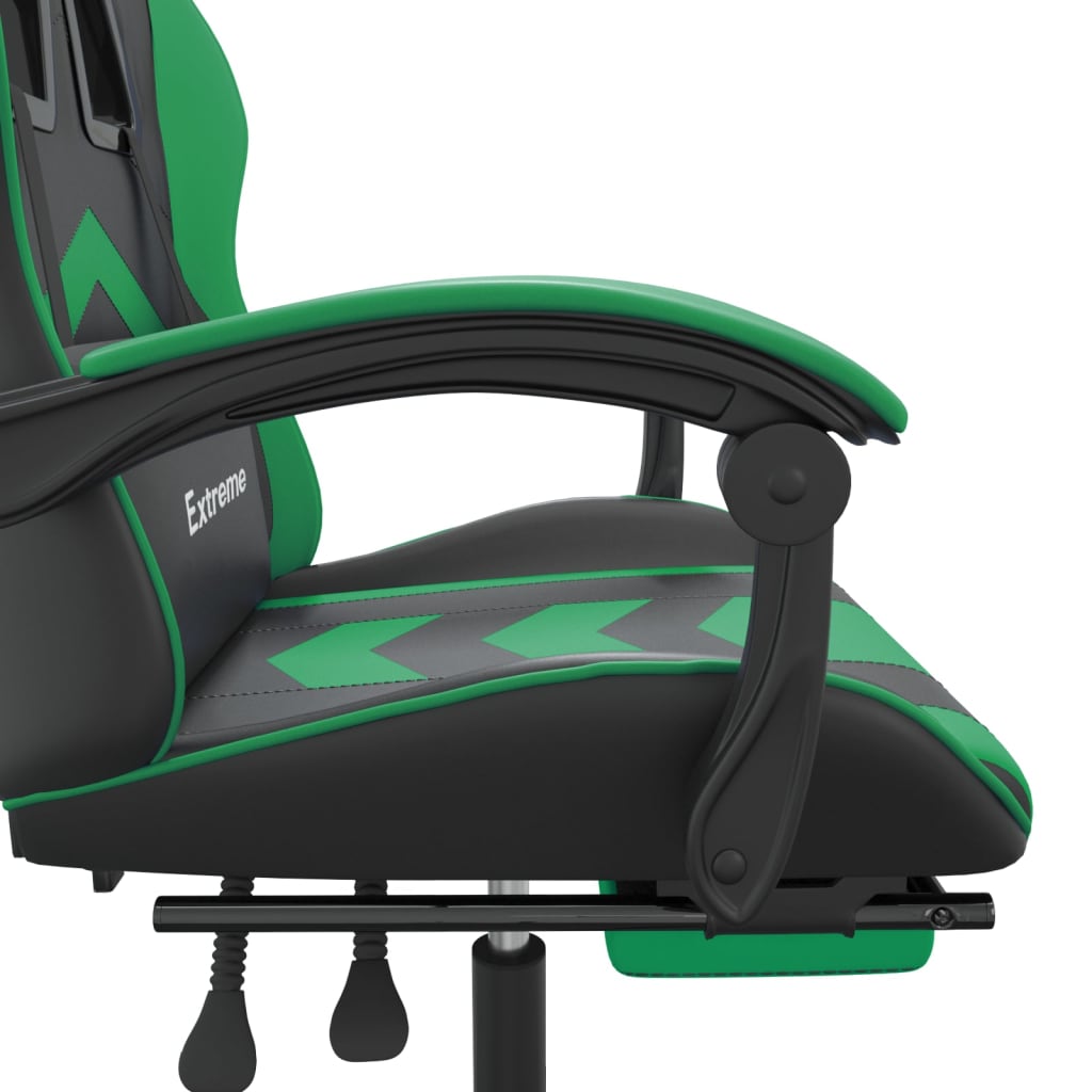 Sedia da Gaming Girevole con Poggiapiedi Nero Verde Similpelle cod mxl 77175