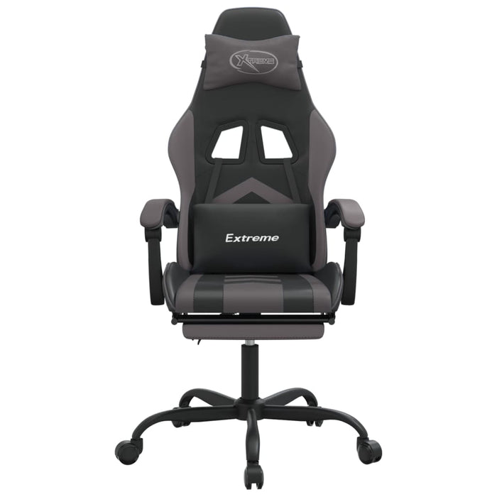 Sedia da Gaming Girevole Poggiapiedi Nero e Grigio Similpelle 349607