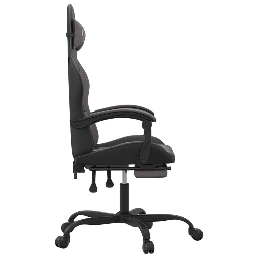 Sedia da Gaming Girevole Poggiapiedi Nero e Grigio Similpelle 349607