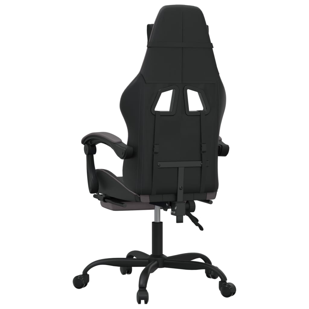 Sedia da Gaming Girevole Poggiapiedi Nero e Grigio Similpelle 349607