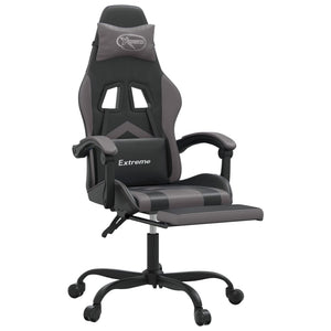 Sedia da Gaming Girevole Poggiapiedi Nero e Grigio Similpelle 349607