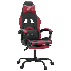 Sedia Gaming Girevole Poggiapiedi Nero e Rosso Vino Similpelle 349610