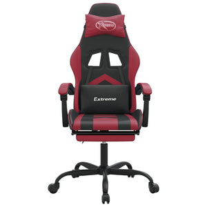 Sedia Gaming Girevole Poggiapiedi Nero e Rosso Vino Similpelle 349610