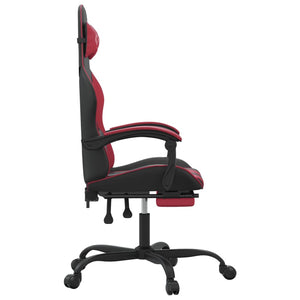 Sedia Gaming Girevole Poggiapiedi Nero e Rosso Vino Similpelle 349610