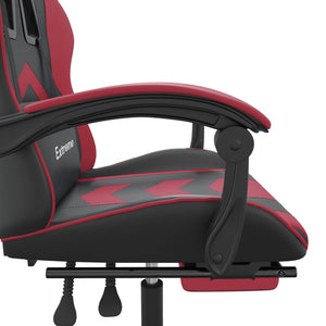 Sedia Gaming Girevole Poggiapiedi Nero e Rosso Vino Similpelle 349610