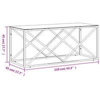 Tavolino da Salotto 110x45x45 cm in Acciaio Inox e Vetro 349962