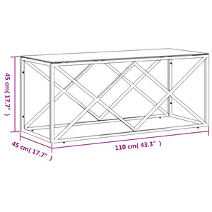 Tavolino da Salotto 110x45x45 cm in Acciaio Inox e Vetro 349962