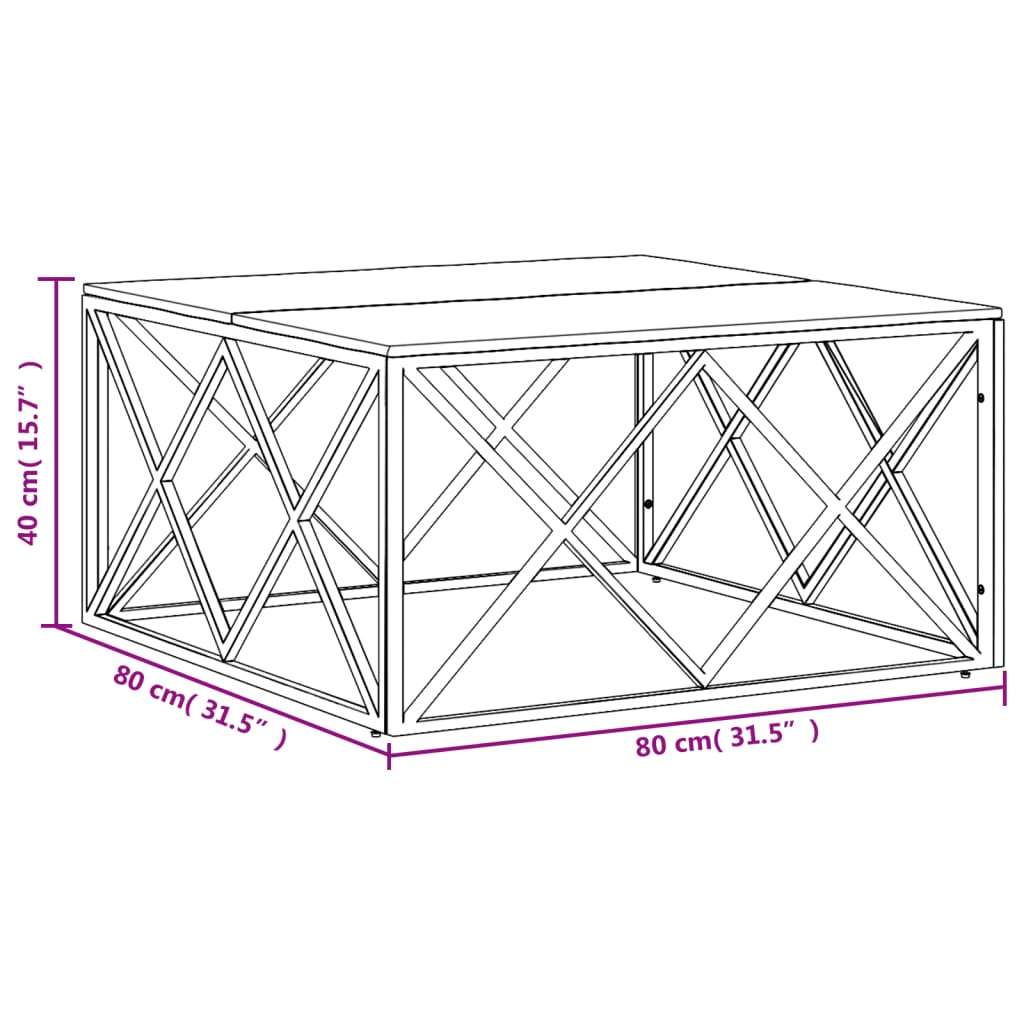 Tavolino Salotto in Acciaio Inox e Legno Massello di Recupero 349973