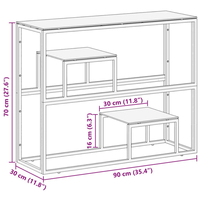 Tavolino Consolle Argento Acciaio Inossidabile Vetro Temperato 350009