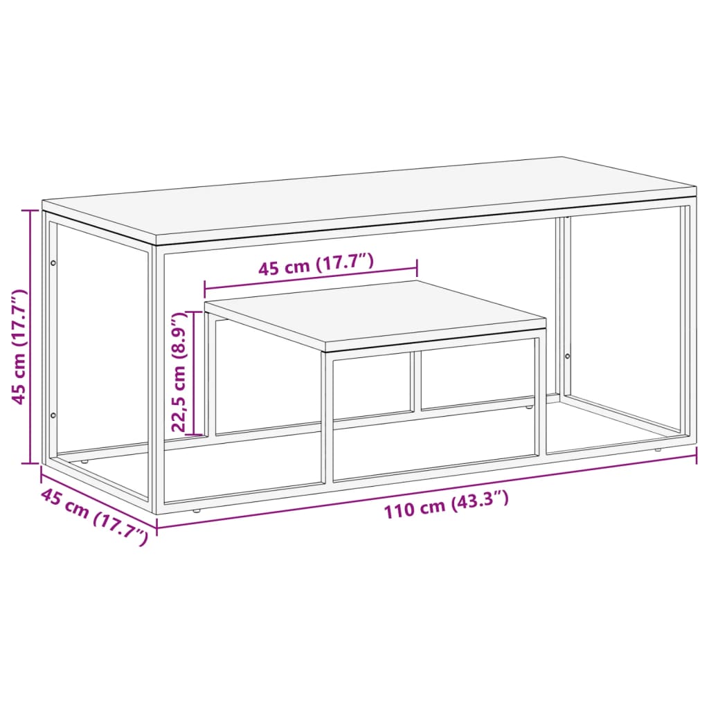 Tavolino Dorato in Acciaio Inox e Traverse in Legno Massello 350022