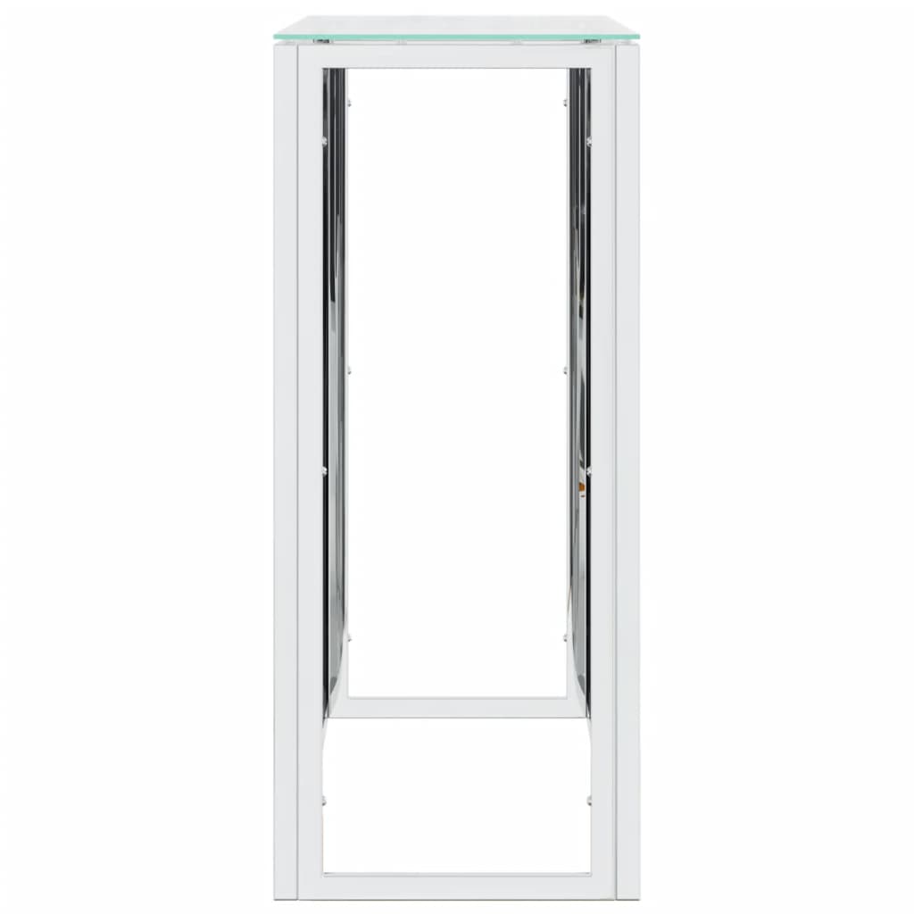 Tavolino Consolle 110x30x70 cm in Acciaio Inox e Vetro 350025