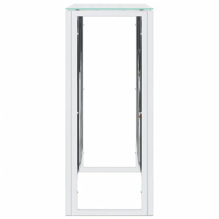 Tavolino Consolle 110x30x70 cm in Acciaio Inox e Vetro 350025