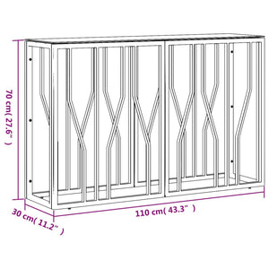 Tavolino Consolle 110x30x70 cm in Acciaio Inox e Vetro 350025