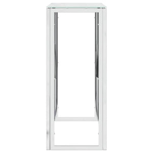 Tavolino Consolle 70x30x70 cm in Acciaio Inox e Vetro 350033