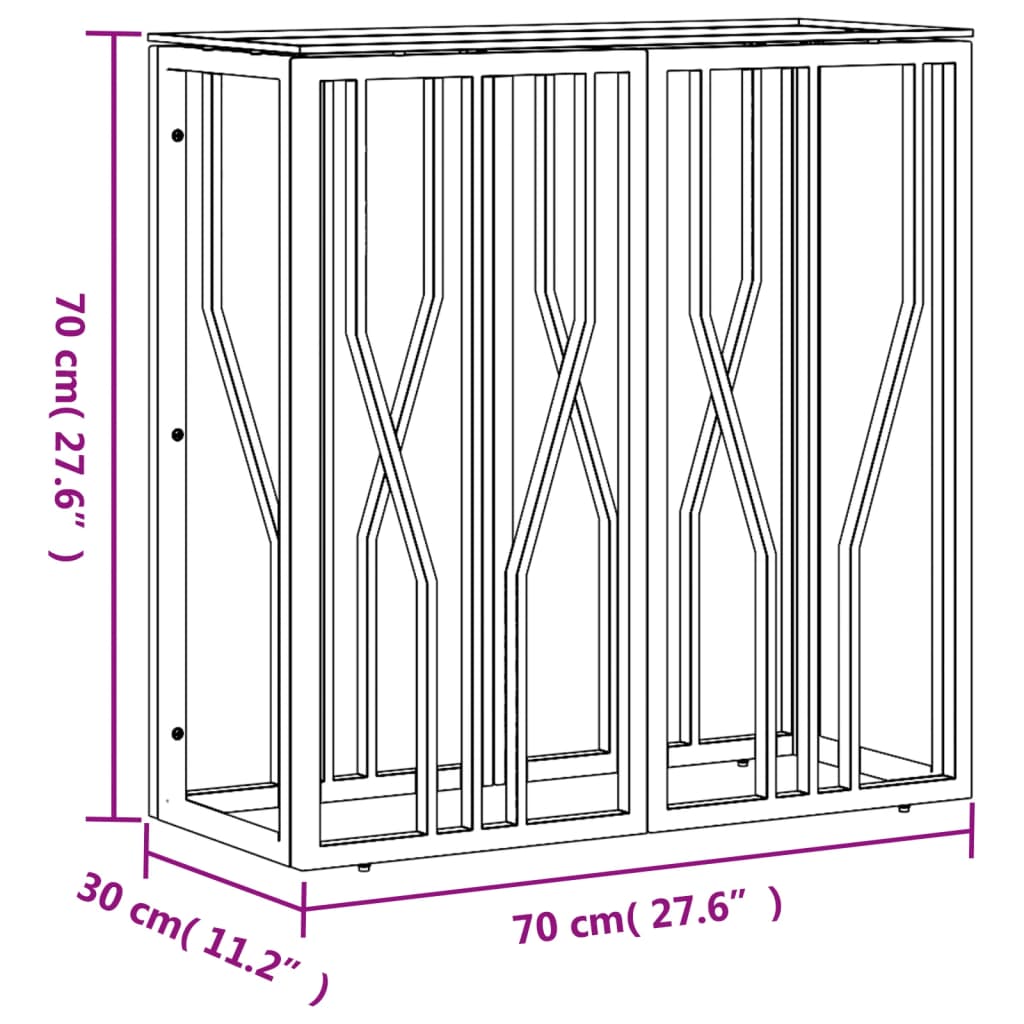 Tavolino Consolle 70x30x70 cm in Acciaio Inox e Vetro 350033