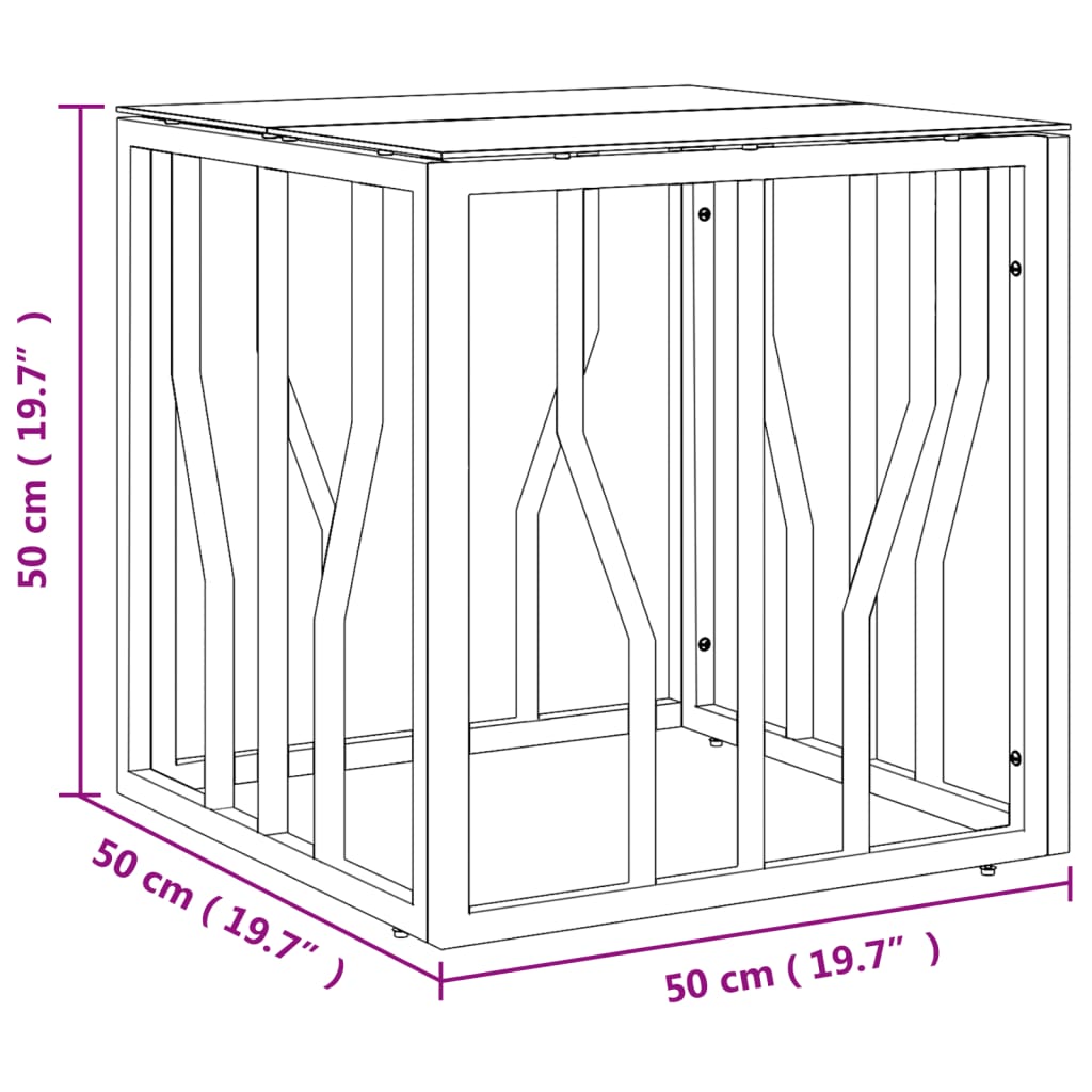 Tavolino da Salotto Oro 50x50x50 cm in Acciaio Inox e Vetro 350042