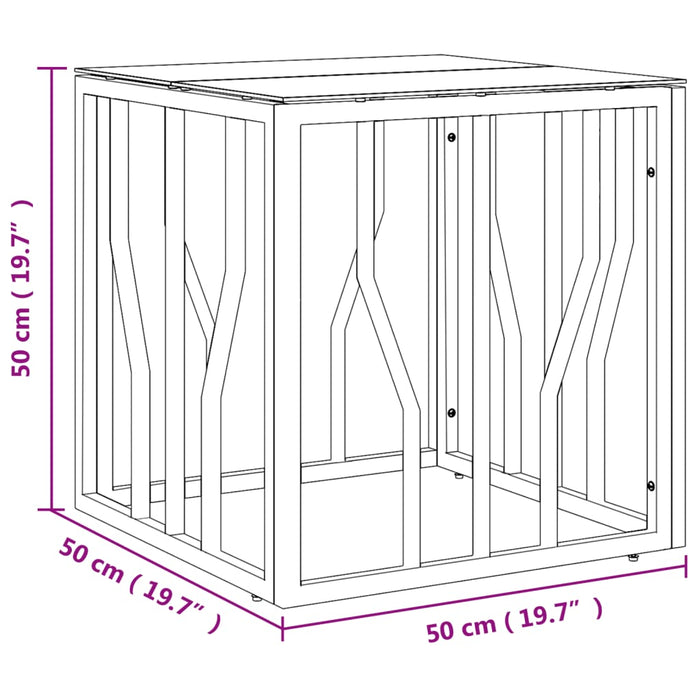 Tavolino da Salotto Oro 50x50x50 cm in Acciaio Inox e Vetro 350042