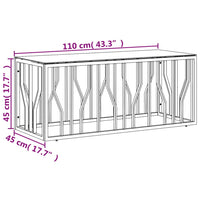 Tavolino da Salotto Argento 110x45x45cm in Acciaio Inox e Vetro 350051