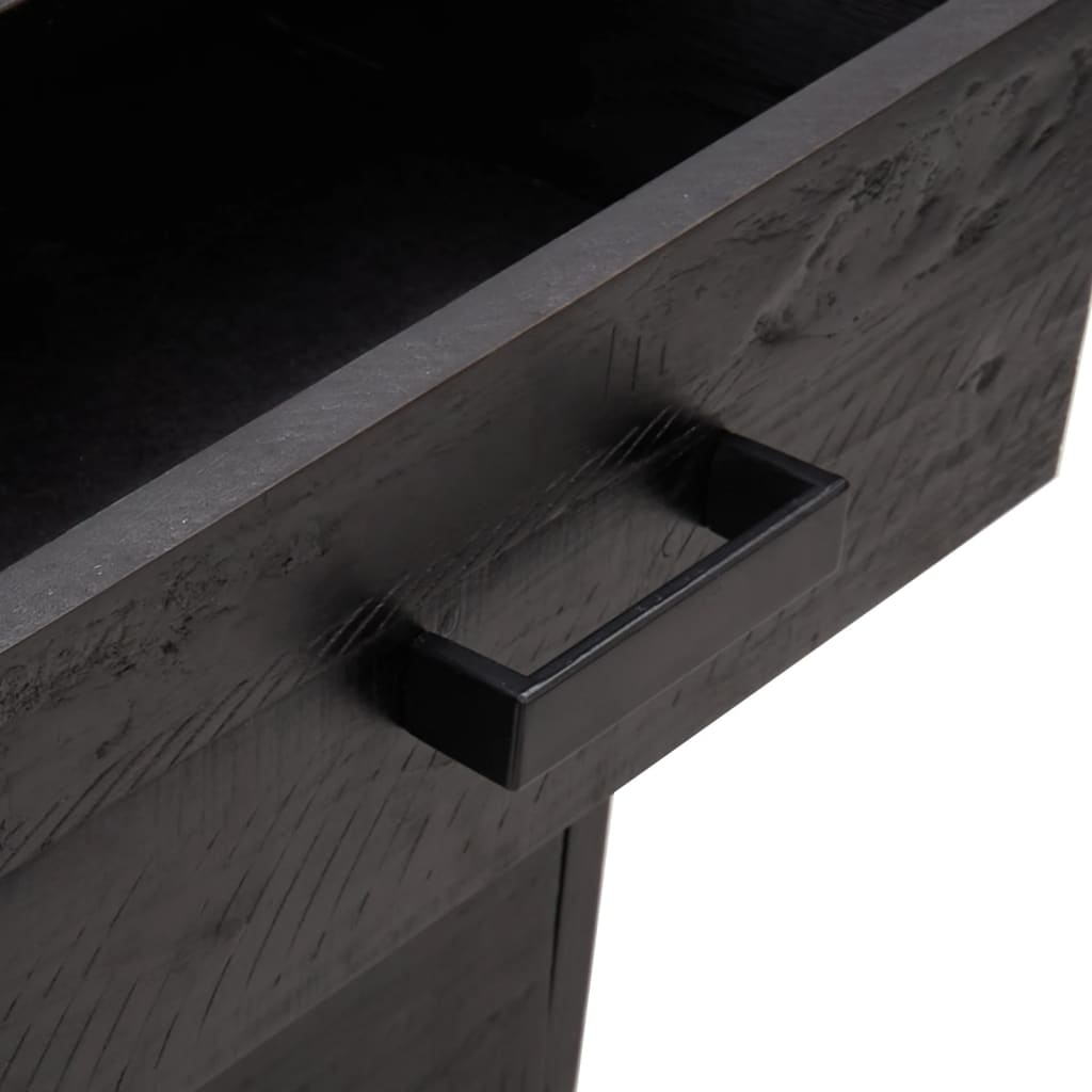 Comodino Nero 40x30x55 cm Legno Massello di Pino Riciclato 349914