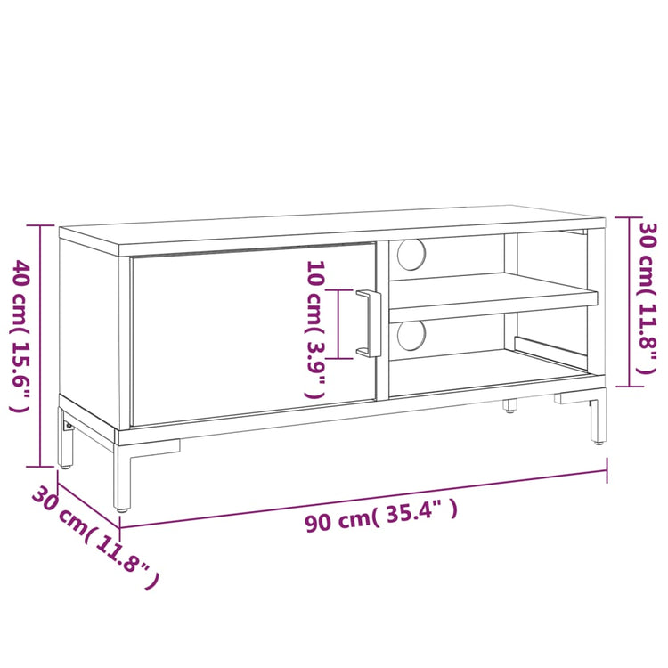 Mobile TV Marrone 90x30x40 cm in Legno Massello di Pino 349915