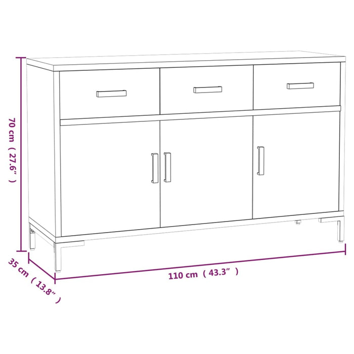 Credenza Marrone 110x35x70 cm Legno Massello di Pino Riciclato