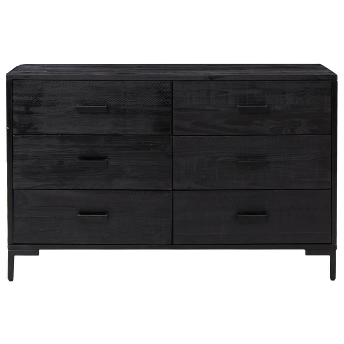 Credenza Nera 110x35x70 cm in Legno Massello di Pino 349922