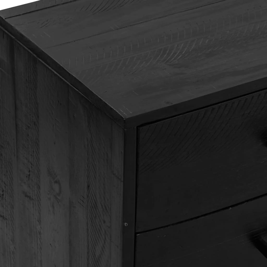 Credenza Nera 110x35x70 cm in Legno Massello di Pino 349922