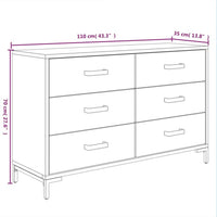 Credenza Nera 110x35x70 cm in Legno Massello di Pino 349922