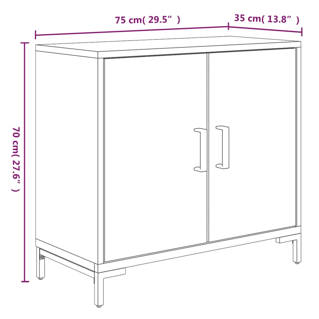 Credenza Marrone 75x35x70 cm in Legno Massello di Pino 349923