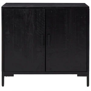 Credenza Nera 75x35x70 cm Legno Massello di Pino Riciclato cod mxl 5623